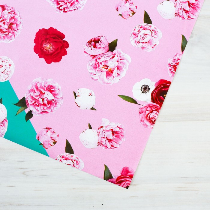 Бумага упаковочная глянцевая "Лиловые цветы", 100х70 см