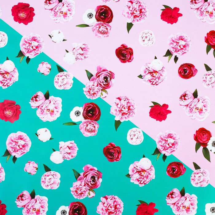 Бумага упаковочная глянцевая "Лиловые цветы", 100х70 см