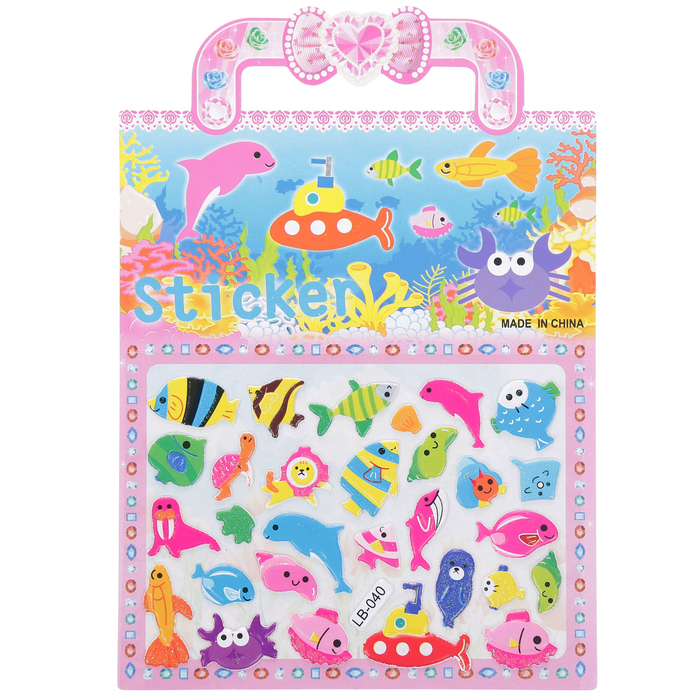 Наклейка пластик сумочка "Рыбки" МИКС 16,5х11,5 см