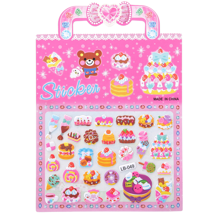 Наклейка пластик сумочка "Тортики" МИКС 16,5х11,5 см