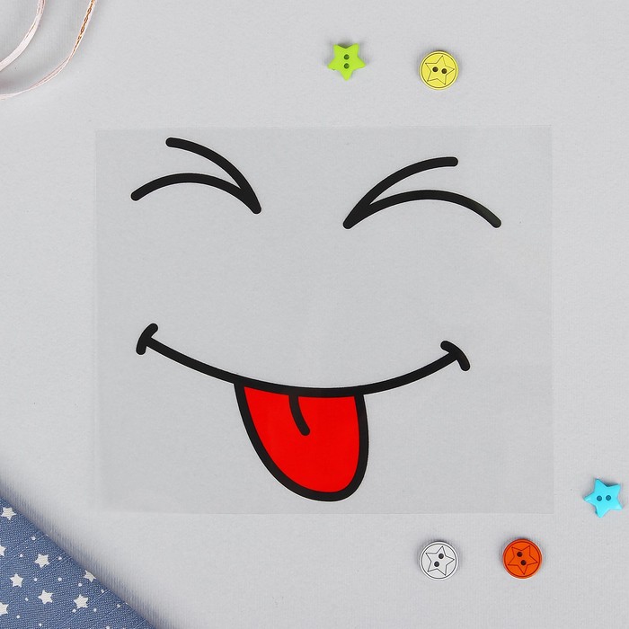 Термотрансфер "Смайл улыбка с языком", 12*12см
