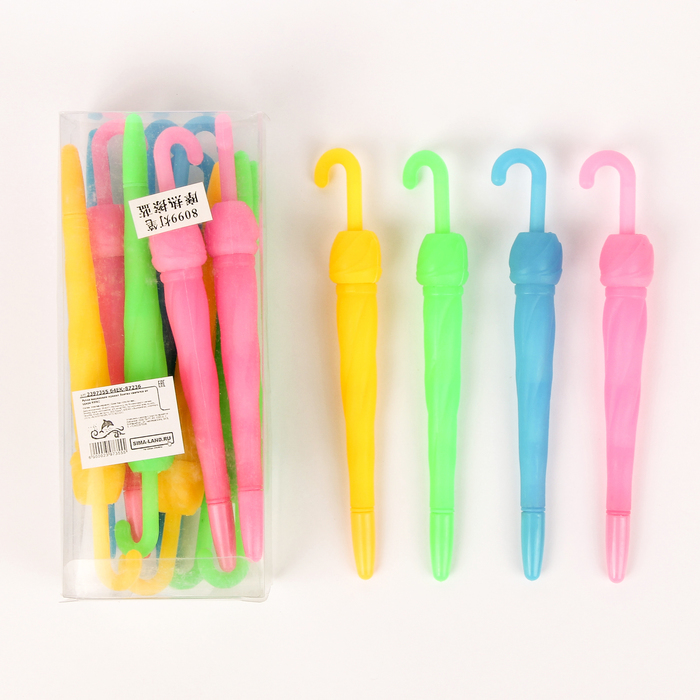 Ручка шариковая-прикол Зонтик, светится от удара, МИКС