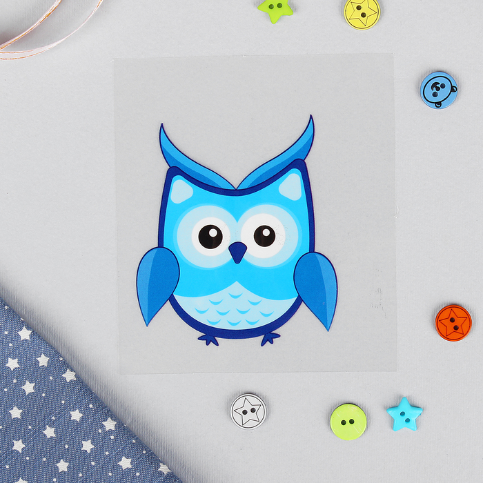 Термотрансфер "Сова", 10*12см, цвет синий