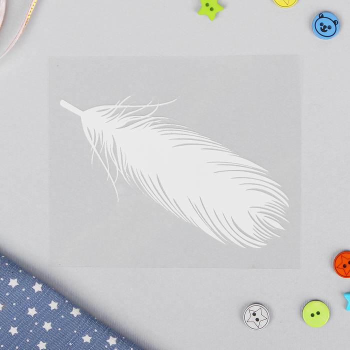 Термотрансфер "Перо", 10*12см, цвет белый