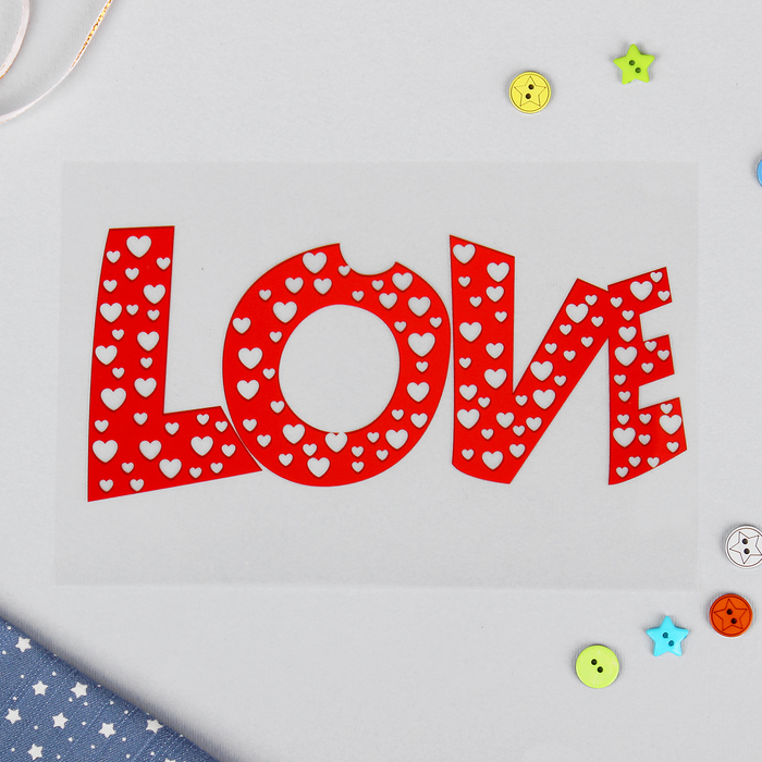 Термотрансфер "Love", 13*20см, цвет красный
