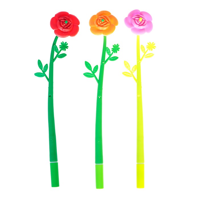 Ручка шариковая-прикол Цветок-Роза МИКС