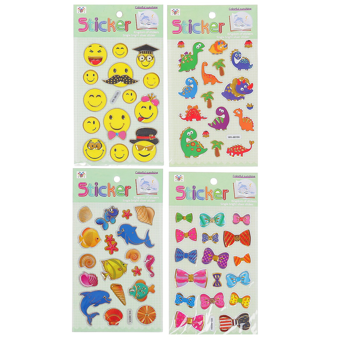 Наклейка пластик "Детское ассорти" золотая обводка МИКС 19х11 см