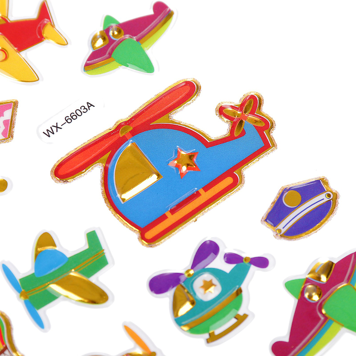 Наклейка пластик "Детское ассорти" золотая обводка МИКС 19х11 см