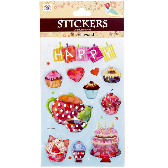 Наклейка пластик голография "Чаепитие" МИКС 19х10 см