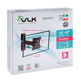 Кронштейн VLK TRENTO-2, для ТВ, наклонно-поворотный, 10-32", 70-230 мм от стены, черный от Сима-ленд