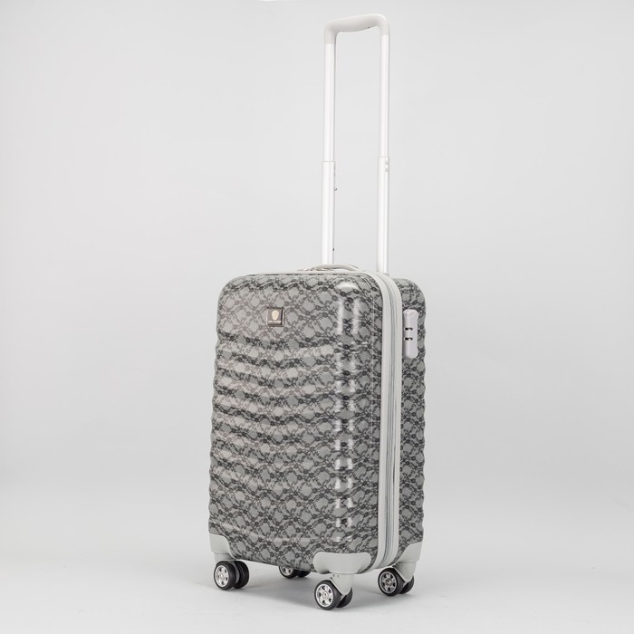 Чемодан малый на молнии 20", 1 отдел, 42 л, 4 колеса, кодовый замок, цвет тёмно-серый