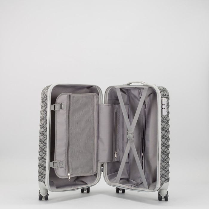 Чемодан малый на молнии 20", 1 отдел, 42 л, 4 колеса, кодовый замок, цвет тёмно-серый