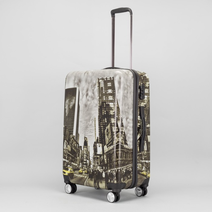 Чемодан средний на молнии 24", 1 отдел, 68 л, 4 колеса, кодовый замок, цвет серый