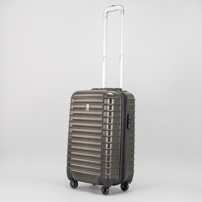 Чемодан малый на молнии 20", 1 отдел, 42 л, 4 колеса, кодовый замок, цвет коричневый