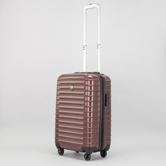 Чемодан малый на молнии 20", 1 отдел, 42 л, 4 колеса, кодовый замок, цвет бордовый