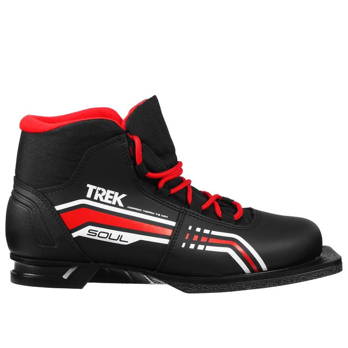фото Ботинки лыжные тrек soul nn75 ик, цвет чёрный, лого красный, размер 44 trek