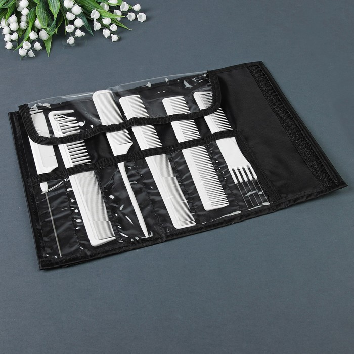 Набор расчёсок, 6 предметов в чехле, цвет белый