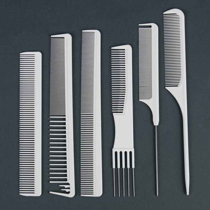 Набор расчёсок, 6 предметов в чехле, цвет белый