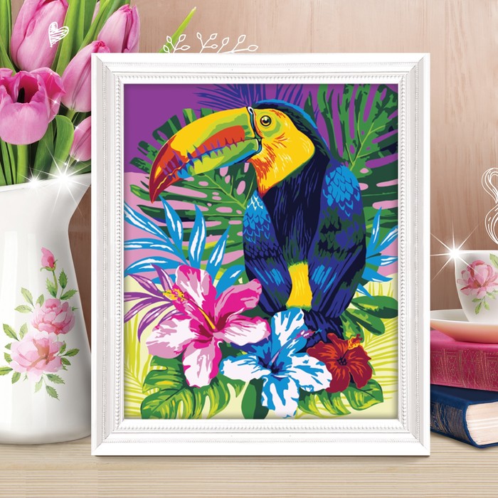 Роспись по номерам без подрамника "Тукан", 40 х 50 см