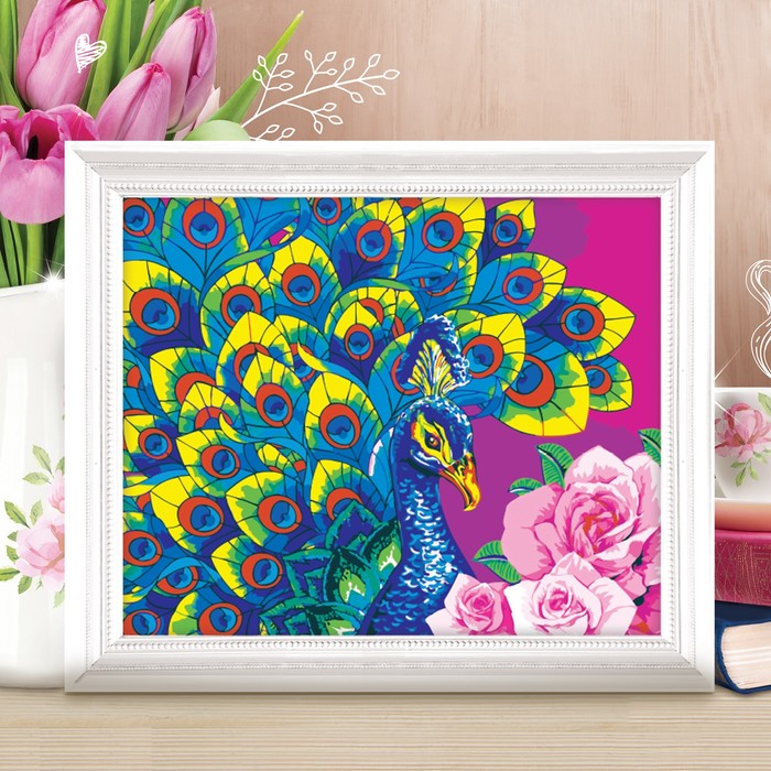Роспись по номерам без подрамника"Павлин", 40 х 50 см