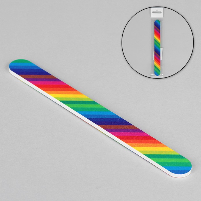 Пилка наждачная, абразивность 150/220, 17,8см, орнамент радуга