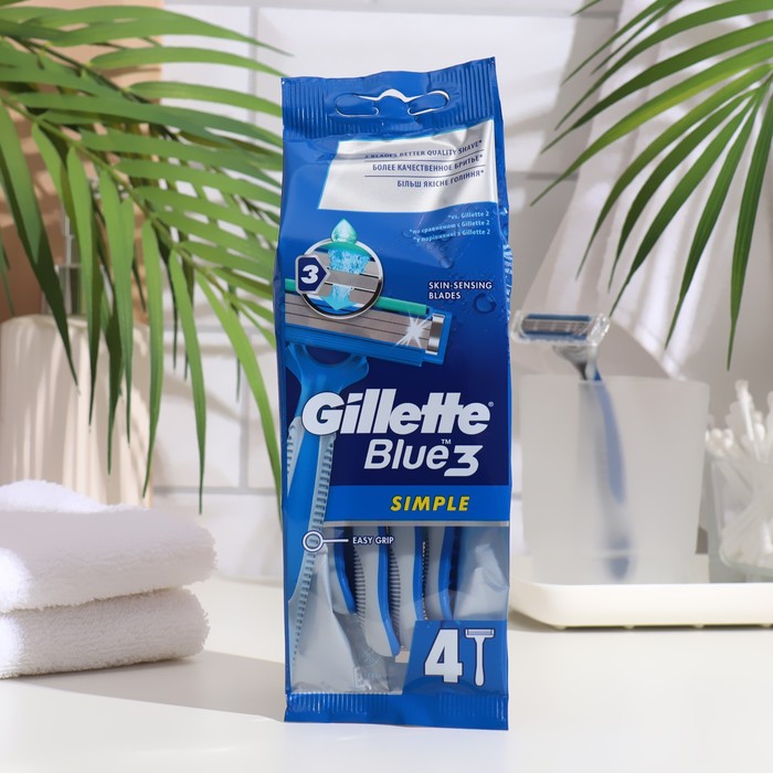 Станок бритвенный одноразовый Gillette Blue Simple3 4 шт 220₽