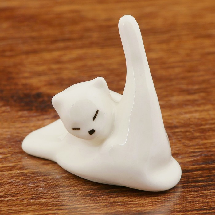 Статуэтка фарфоровая «Кот» для колец, белая, 4.5 см