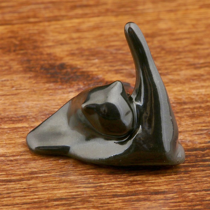 Статуэтка фарфоровая «Кот» для колец, чёрная, 4.5 см