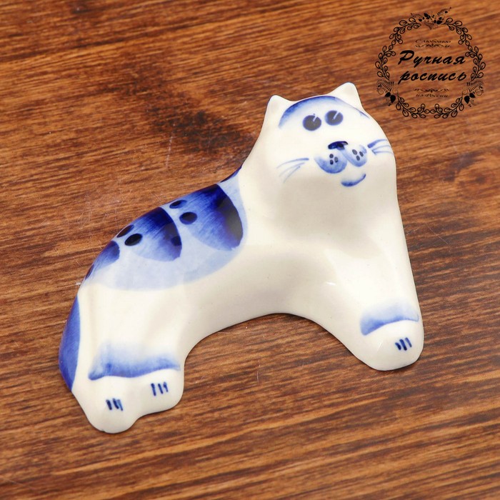 Статуэтка фарфоровая "Кот Борис", кобальт, 9x4 см