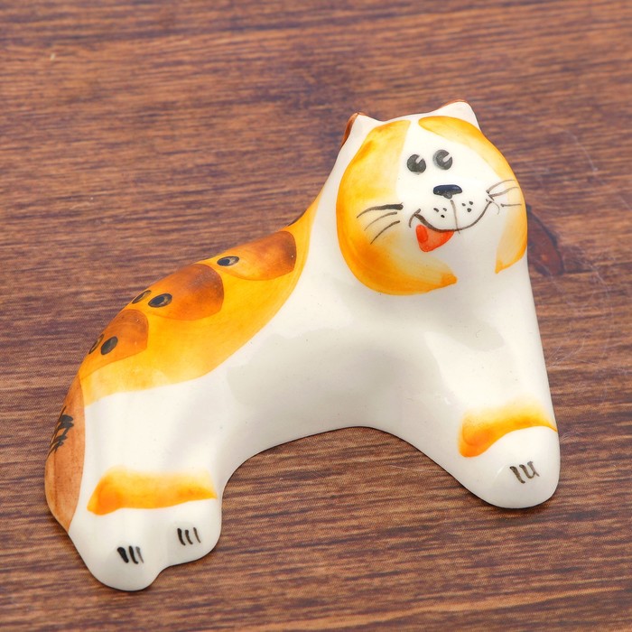 Статуэтка фарфоровая "Кот Борис", рыжий, 9x4 см