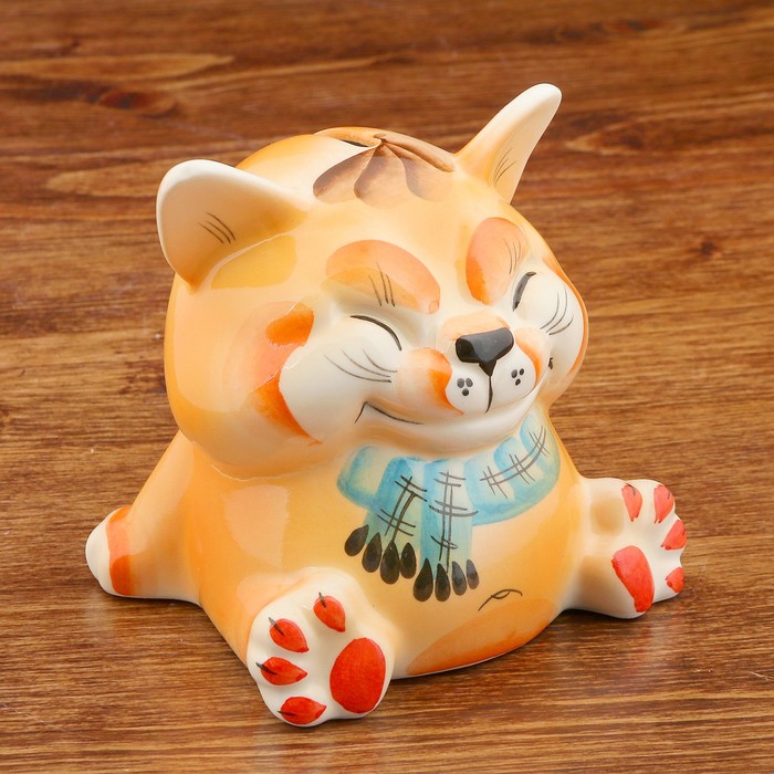 Копилка фарфоровая "Котяра" 10x12x10 см