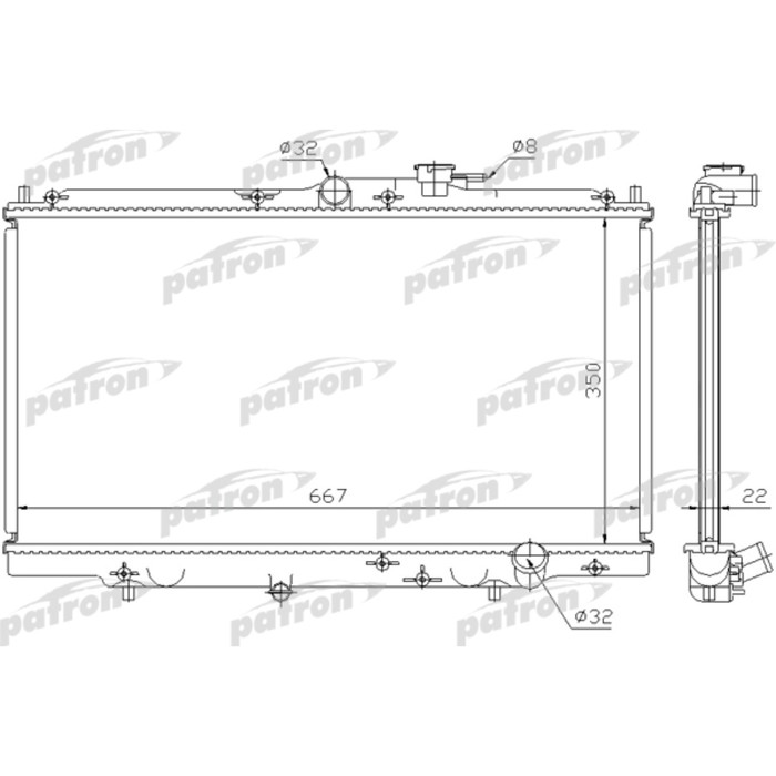 Радиатор охлаждения двигателя Patron PRS3093