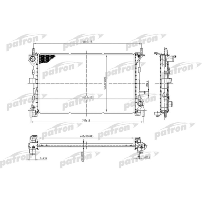 Радиатор охлаждения двигателя Patron PRS3429
