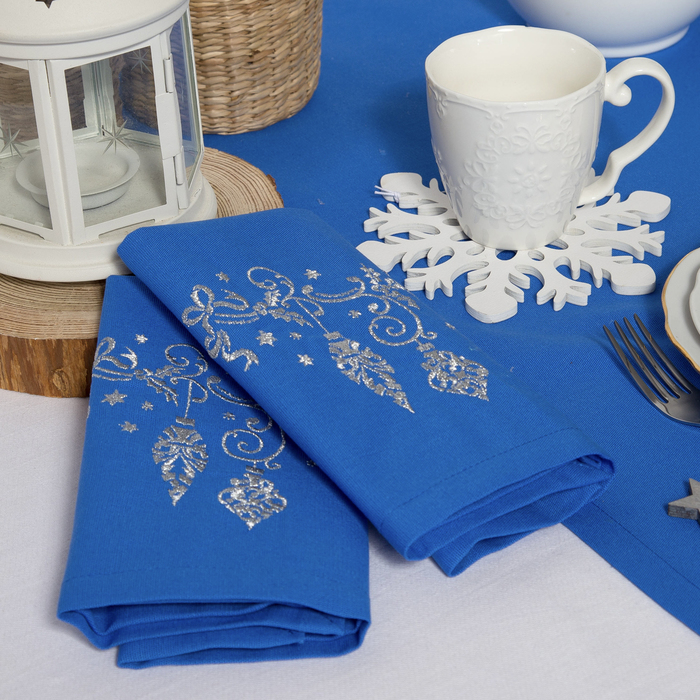 Набор салфеток "Этель" Гирлянда, 40х40 цвет синий, 2 шт, с ВМГО хл, 200 гр/м²