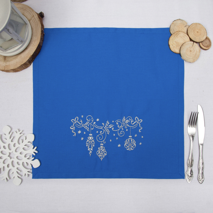 Набор салфеток "Этель" Гирлянда, 40х40 цвет синий, 2 шт, с ВМГО хл, 200 гр/м²