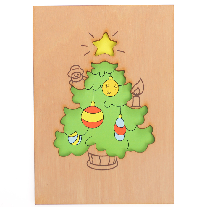 Открытка деревянная "Ёлочка"