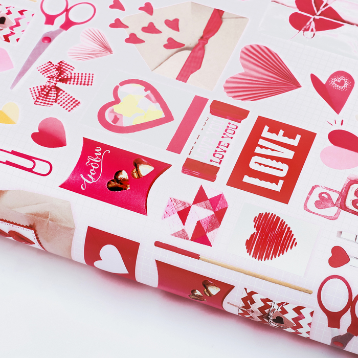 Бумага упаковочная глянцевая "Розовые конверты" 70 х100 см