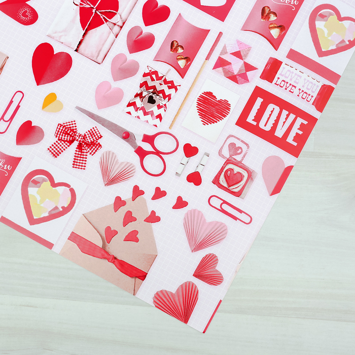 Бумага упаковочная глянцевая "Розовые конверты" 70 х100 см