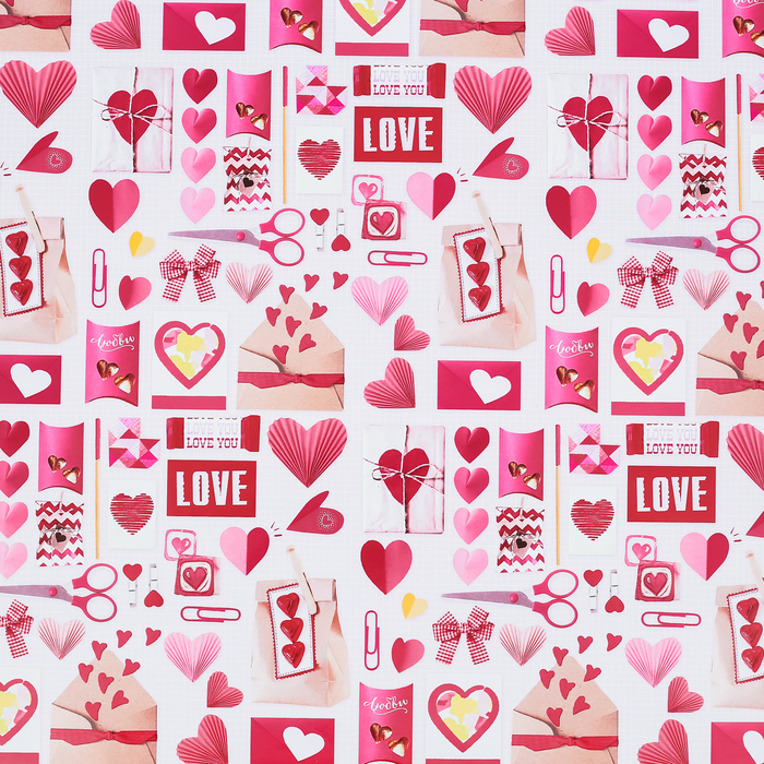 Бумага упаковочная глянцевая "Розовые конверты" 70 х100 см