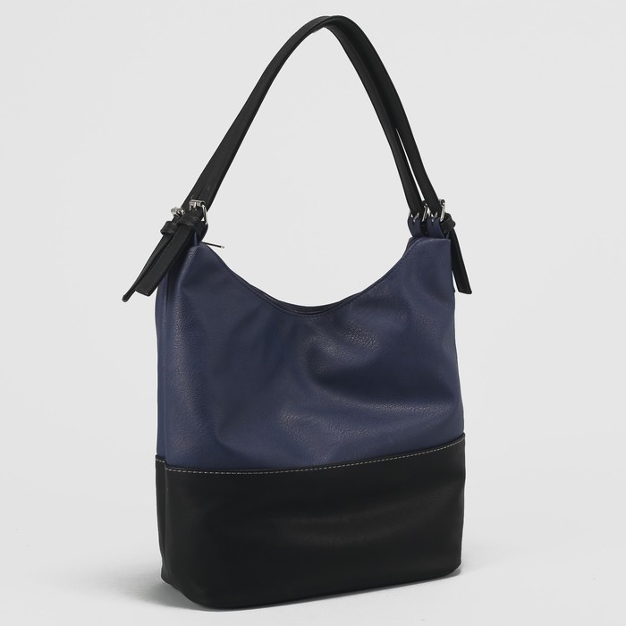 Сумка женская, 1 отдел с перегородкой на молнии, наружный карман, цвет синий/чёрный