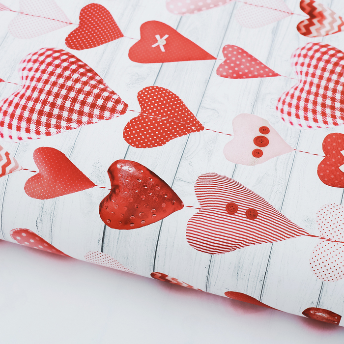 Бумага упаковочная глянцевая "Сердечки хенд-мейд" 70 х100 см