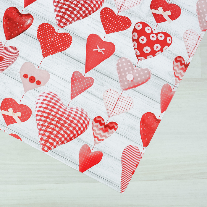 Бумага упаковочная глянцевая "Сердечки хенд-мейд" 70 х100 см