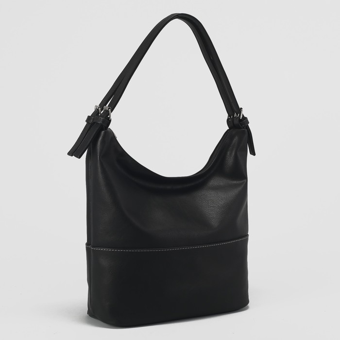 Сумка женская, 1 отдел с перегородкой на молнии, наружный карман, цвет чёрный