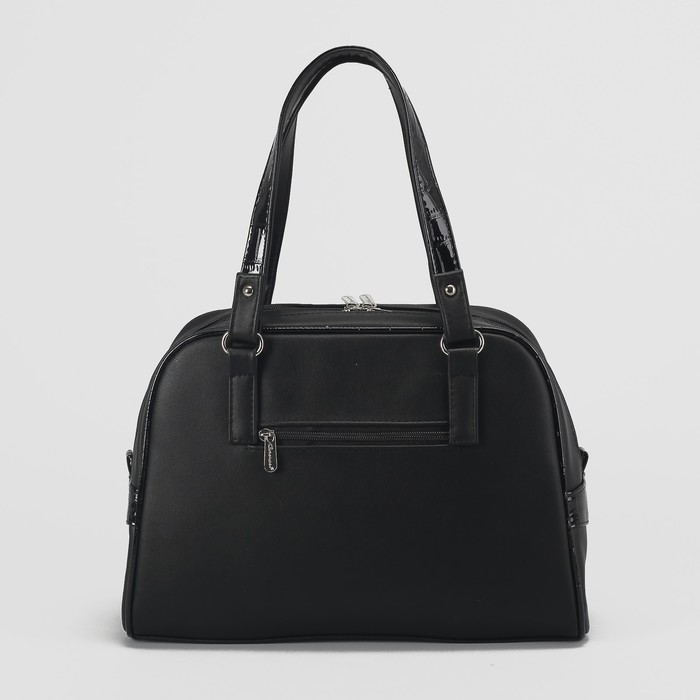 Сумка женская, 2 отдела на молниях, наружный карман, регулируемый ремень, крокодил чёрный