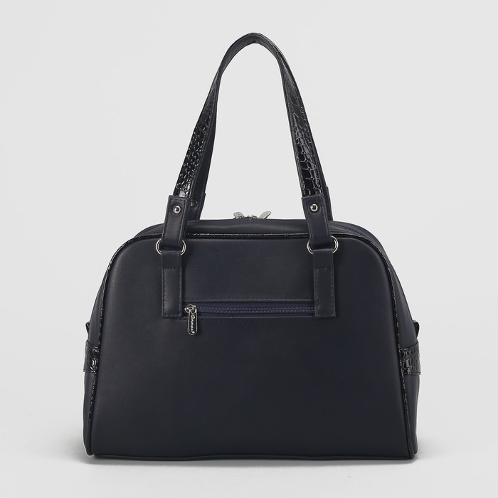 Сумка женская, 2 отдела на молниях, наружный карман, регулируемый ремень, крокодил синий