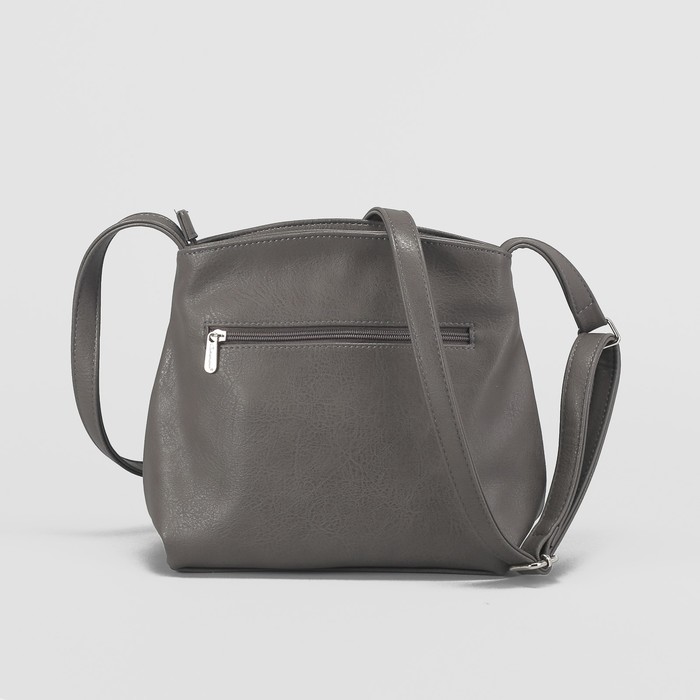 Сумка женская, отдел на молнии, 2 наружных кармана, регулируемый ремень, цвет серый