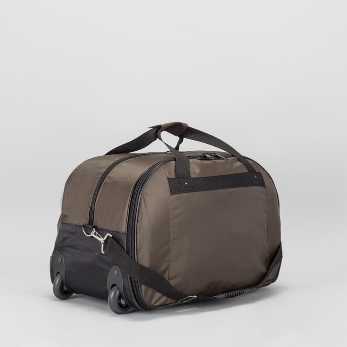 Сумка дорожная на колёсах, отдел на молнии, наружный карман, регулируемый ремень, цвет хаки