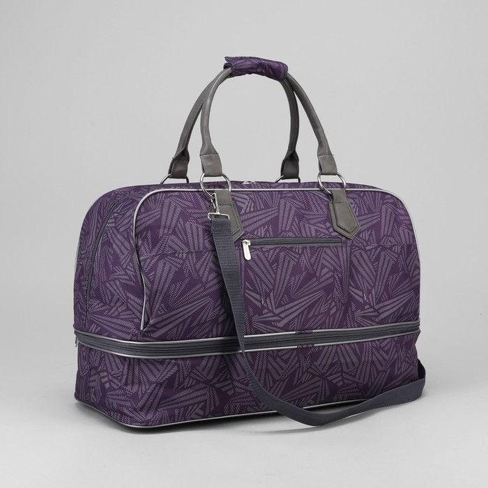 Сумка дорожная, с расширением, отдел на молнии, наружный карман, регулируемый ремень, цвет фиолетовый
