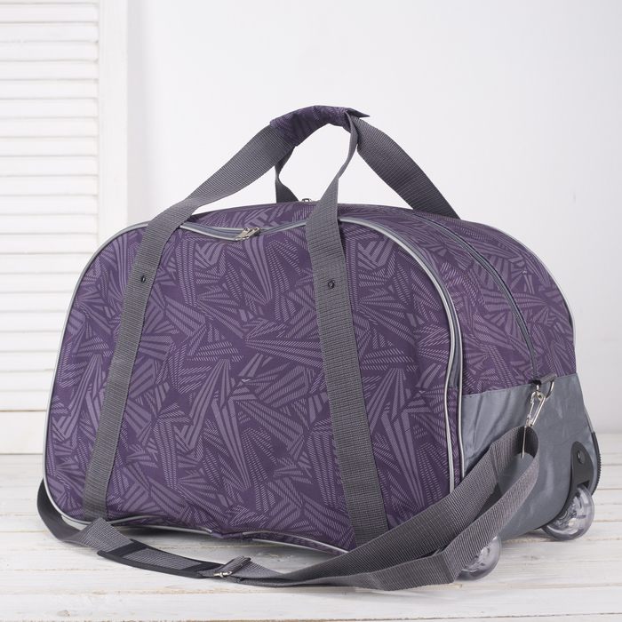 Сумка дорожная на колёсах, 1 отдел на молнии, наружный карман, цвет чёрный/синий