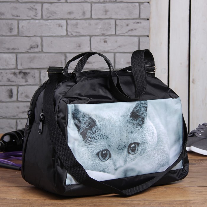 Сумка спорт 3019, 45*15*30, отдел на молнии, н/карман, "Кот"